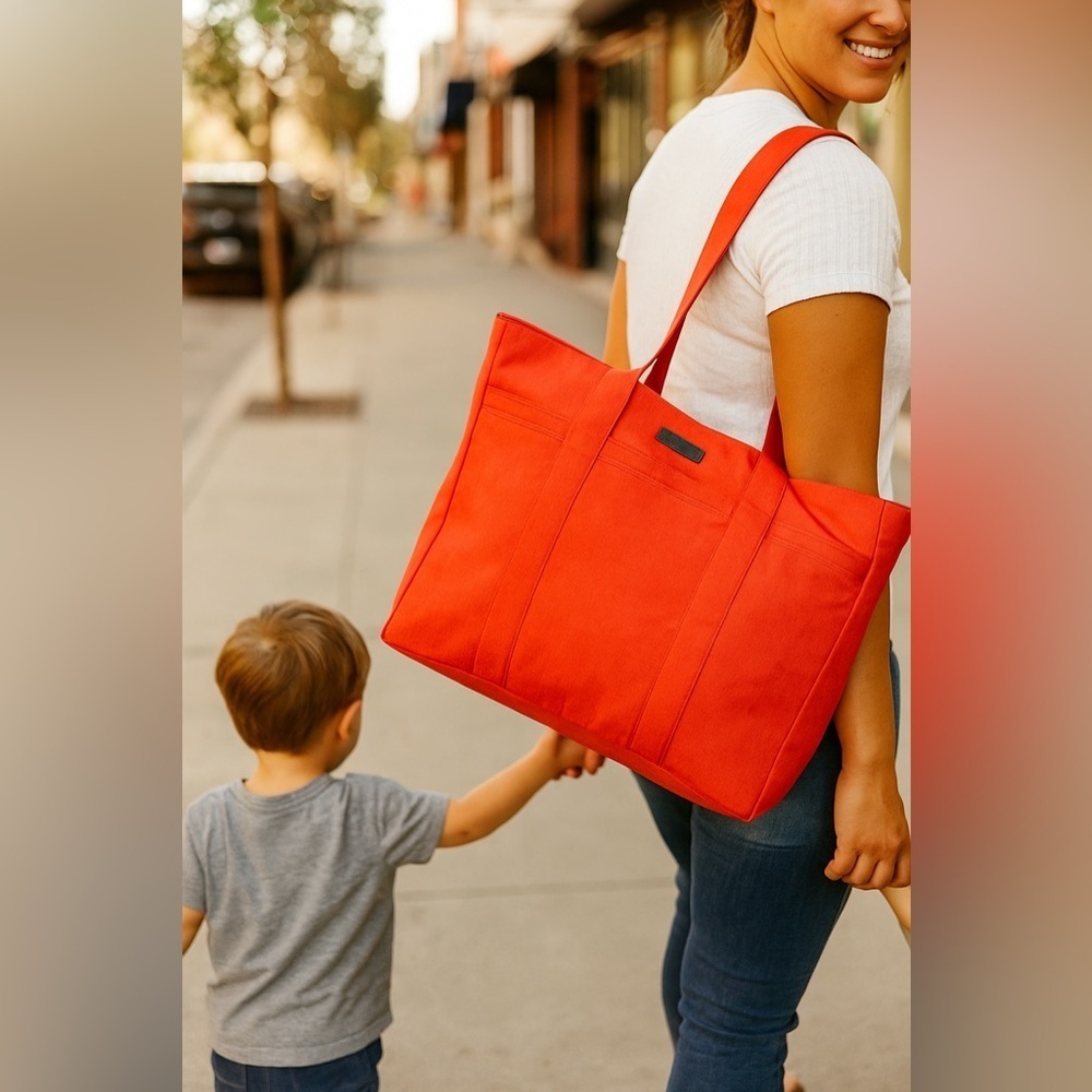 NWT Jujube Chromatics Neon Coral SUPER BE tote diaper Carryon Travel Beach bag
